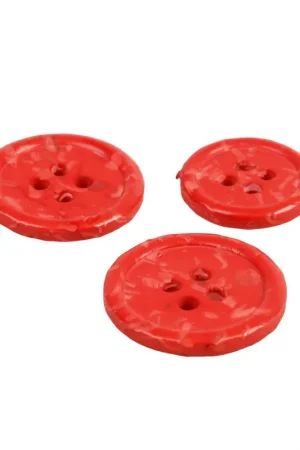 Achat Immédiat Lot de 6 boutons rond 4 trous bouteilles recyclées rouge