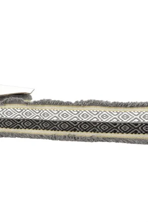 Achat Immédiat Bobine 15m Galon jacquard bicolore 60 mm Gris Noir