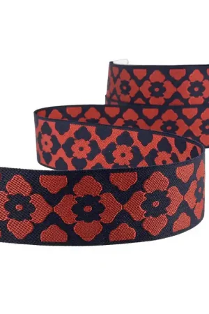 Achat Immédiat Bobine 25m Galon 40 mm jacquard orient Rouge/marine
