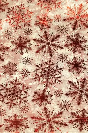 Achat Immédiat Organza de Noël pailleté "Flocon de Neige Rouge" | Décoration Festive | Tissus de Rêve