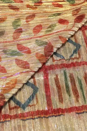 Achat Immédiat Résille lamé plissé - Feuillage multicolore avec base vendu au mètre