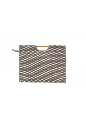 Top Vente Sac à tricot en tissu matelassé 42cm pois taupe