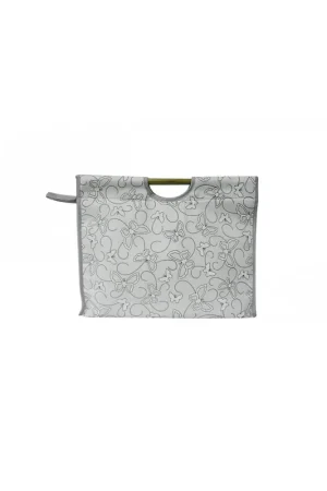 Sac à tricot en tissu matelassé 42cm papillons gris Offre Limitée