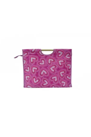 Sac à tricot en tissu matelassé 42cm cœurs roses Promotion Saisonnière