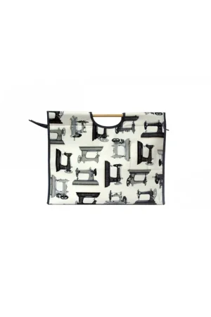 Sac à tricot en tissu matelassé 42cm machine à coudre noir et blanc Livraison Express