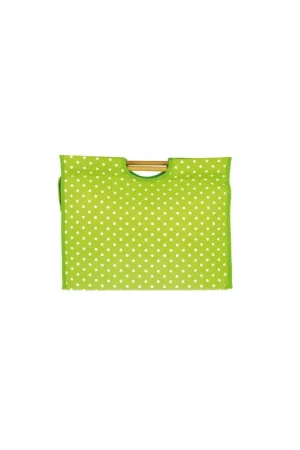 Sac à tricot en tissu matelassé 42cm pois verts Tendance