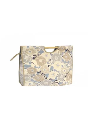 Tendance Sac à tricot en tissu matelassé 42cm fleurs beiges