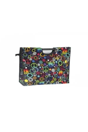 Vente Directe Sac à tricot en tissu matelassé 42cm peace and love
