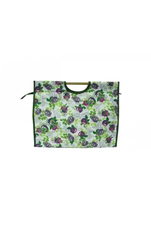 Sac à tricot en tissu matelassé 42cm imprimé printanier vert et rose Usine Directe