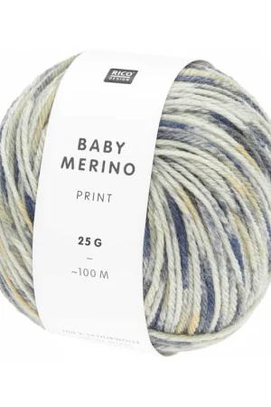 Prix Bas Pelote Rico baby merino print bleu marine vanille