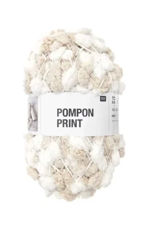 Soldes Pelote Creative pompon print beige-blanc