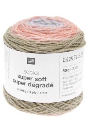 Vente Directe Pelote Rico socks super soft super dégradé 4 fils pastel