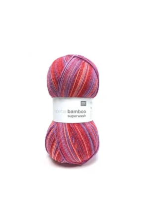 Réduction Pelote Rico socks superba bamboo rouge/lilas mix