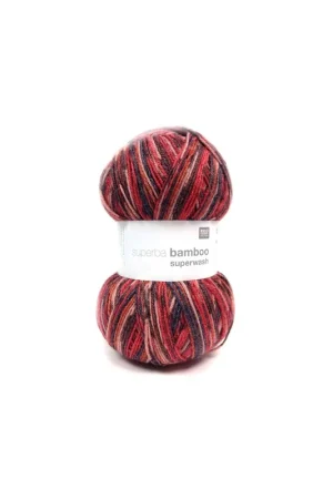 Quantité Limitée Pelote Rico socks superba bamboo rouge mix